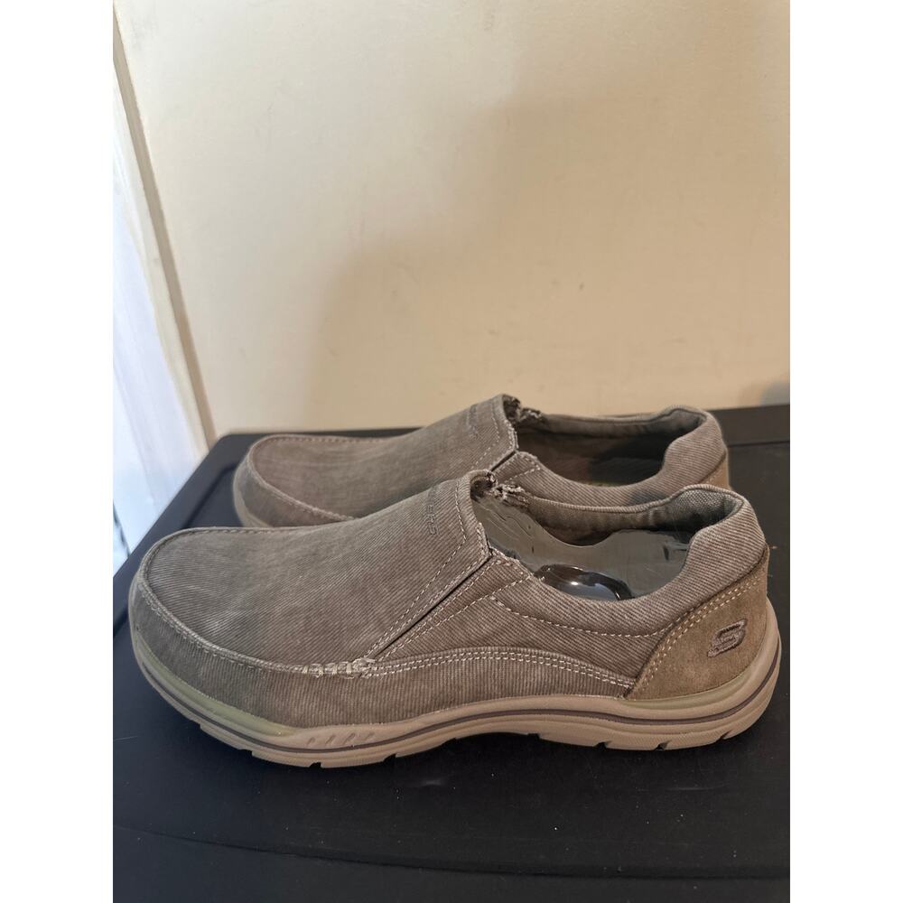 Mens Skechers Avillo Relaxed Fit Memory Foam Slip-on Loafer Shoes Khaki 7 y